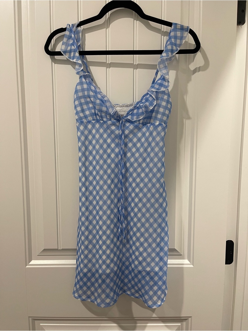 Princess Polly Light Blue and White Gingham Mini Dress
